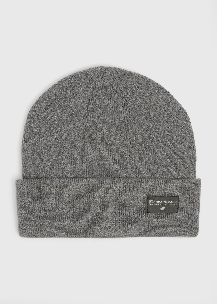 Charcoal Grey Badge Beanie