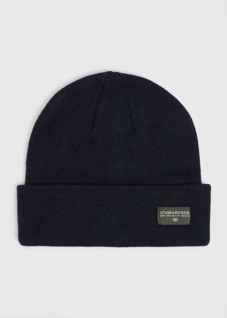Navy Badge Beanie