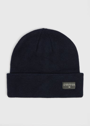 Navy Badge Beanie