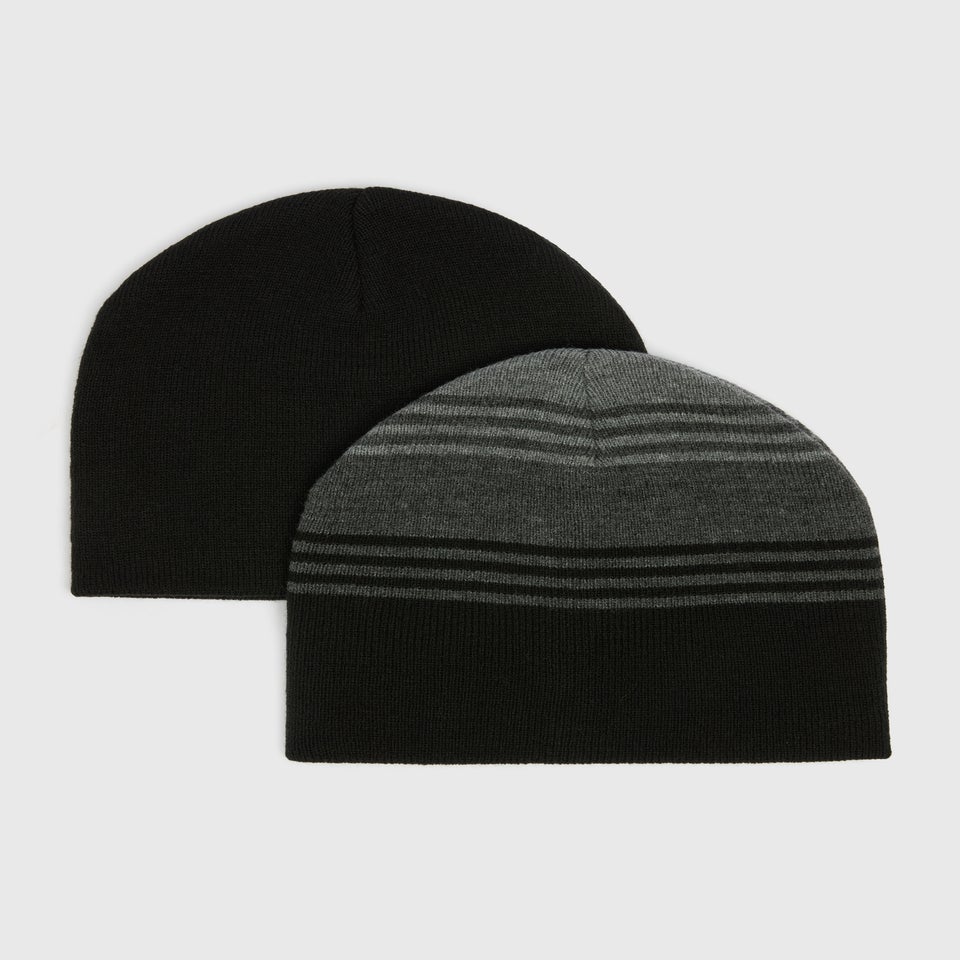 2 Pack Black Beanies