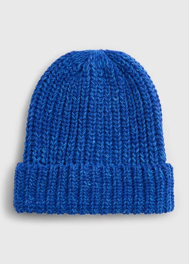 Blue Two Tone Wool Beanie