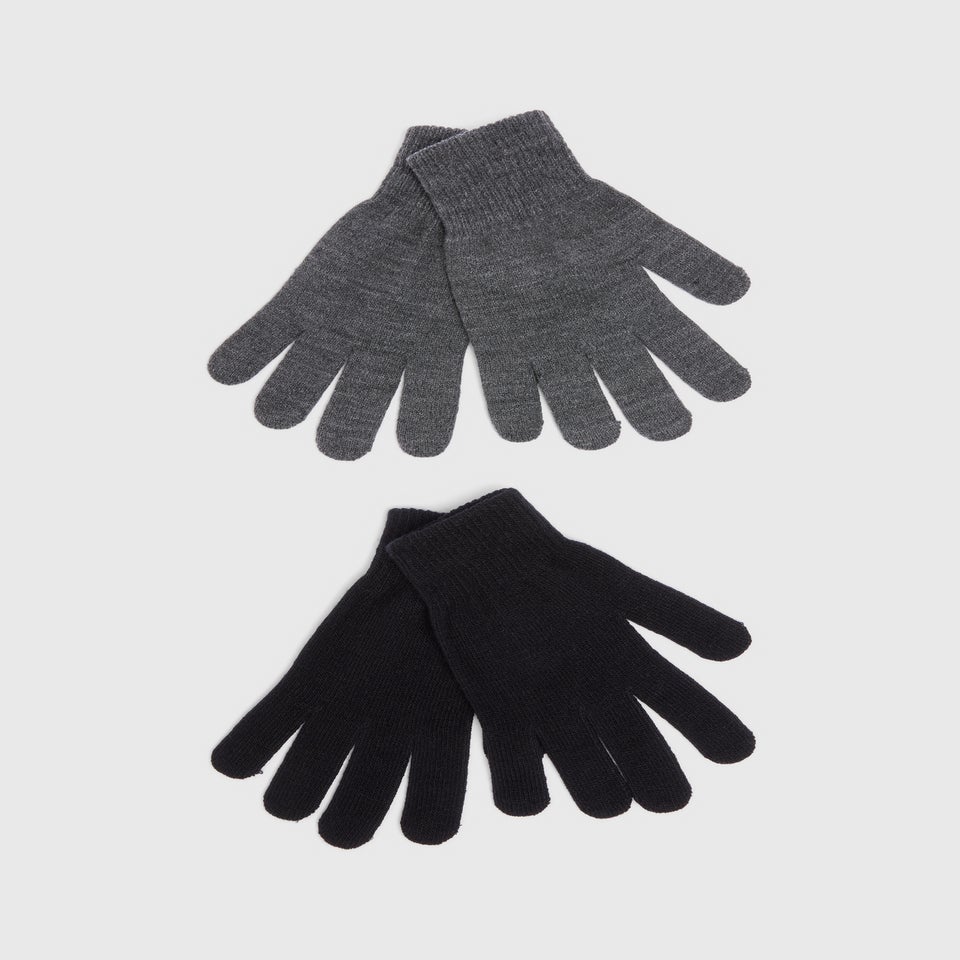 2 Pack Grey & Black Gloves
