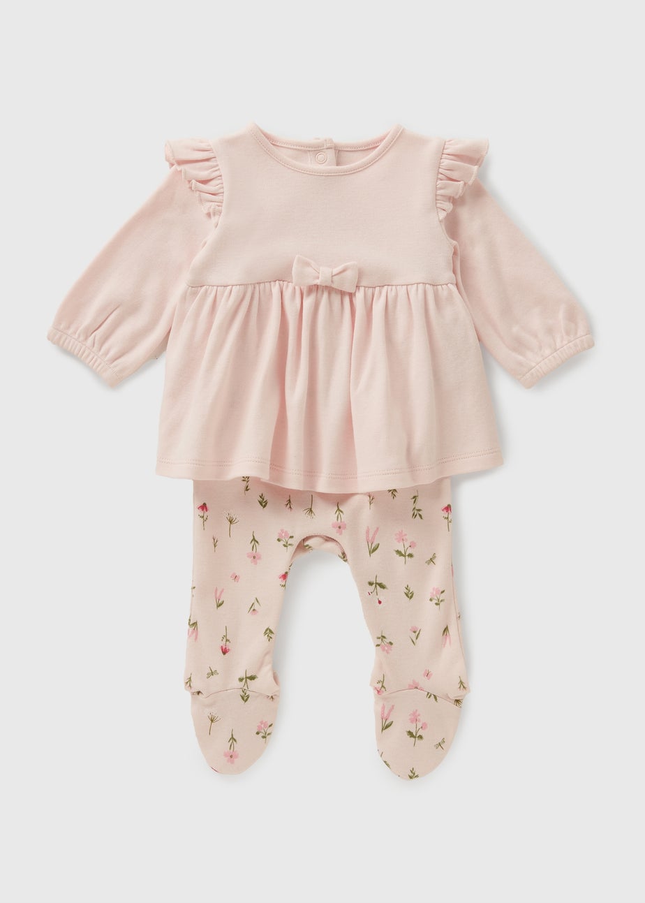 Baby Pink Floral Bow Jumpsuit (Newborn-18mths)