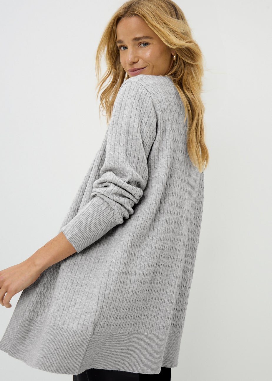 Grey Baby Cable Longline Cardigan