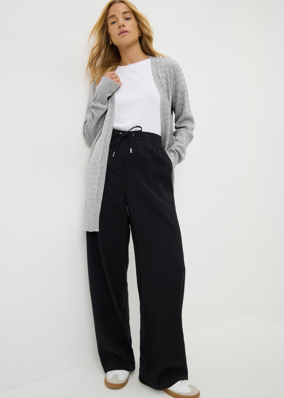 Grey Baby Cable Longline Cardigan