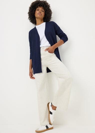 Navy Baby Cable Longline Cardigan