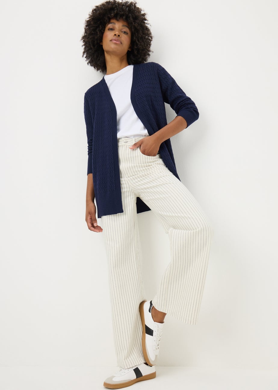 Navy Baby Cable Longline Cardigan