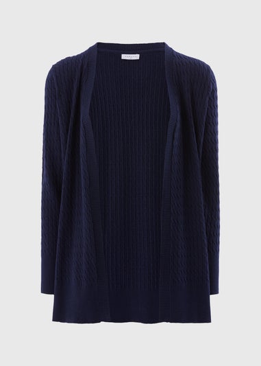 Navy Baby Cable Longline Cardigan