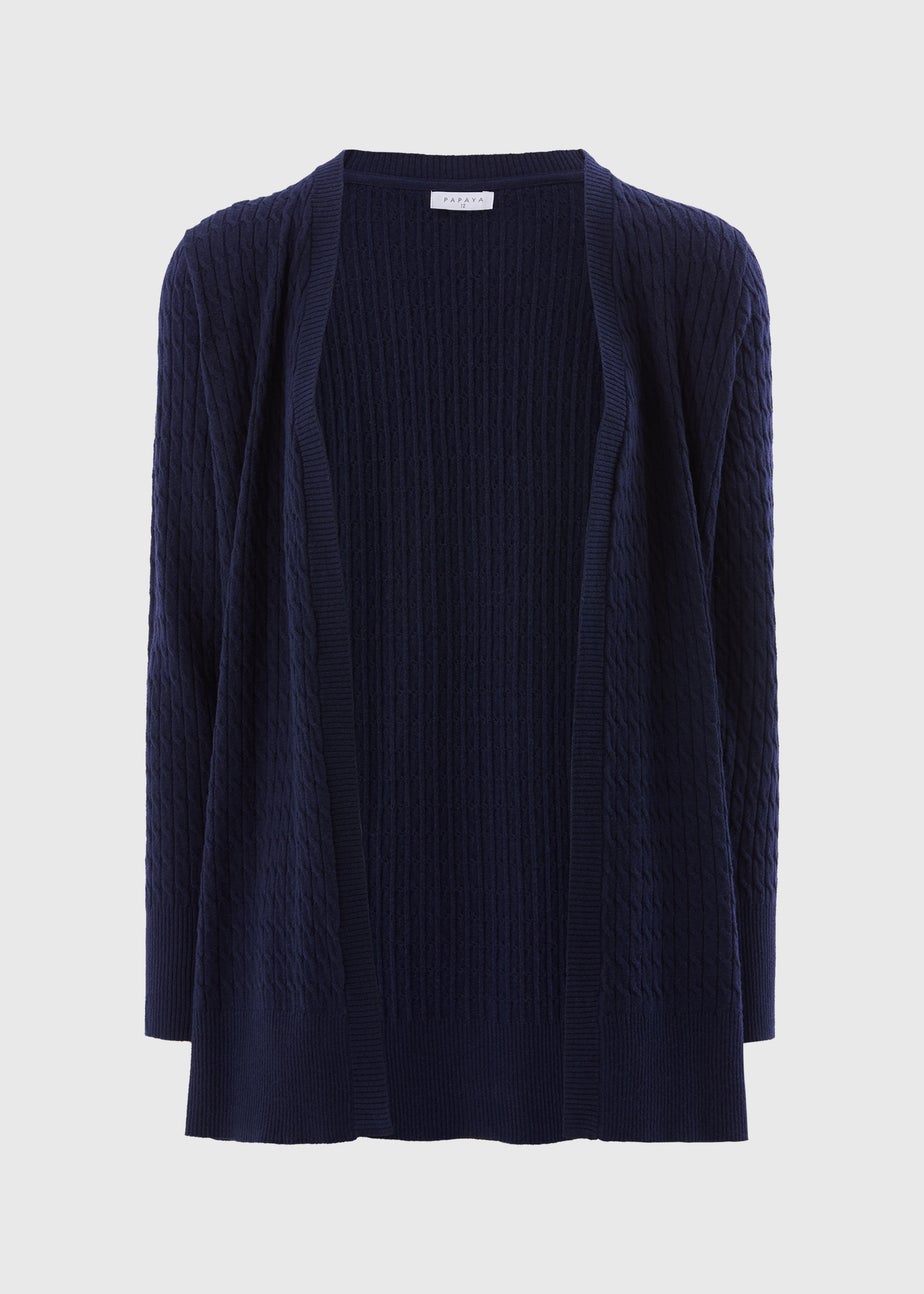 Navy Baby Cable Longline Cardigan