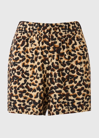 Brown Leopard Print Shorts