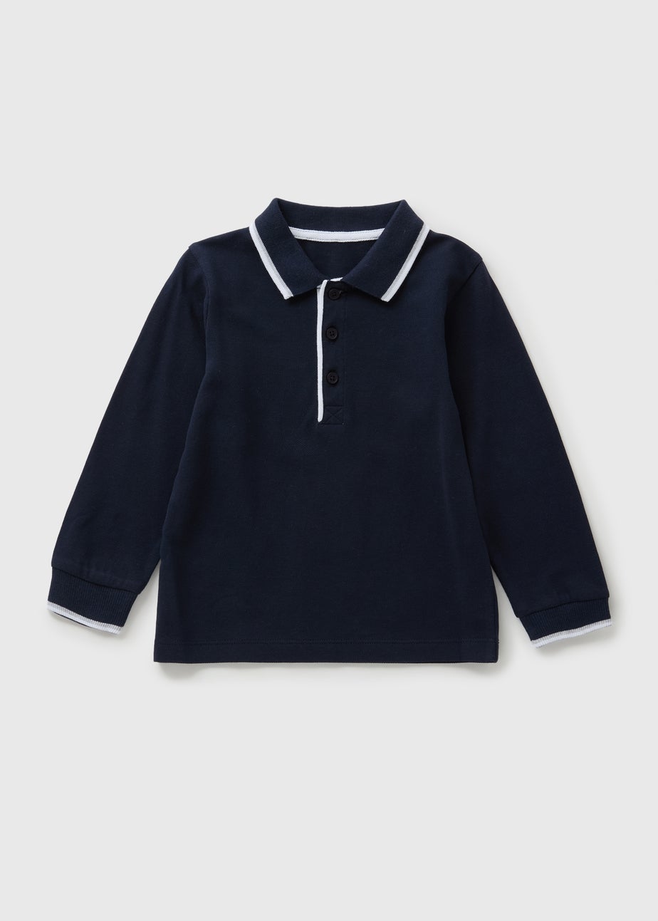 Boys Navy Long Sleeve Polo (1-7yrs)
