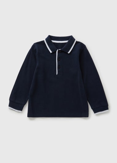 Boys Navy Long Sleeve Polo (1-7yrs)