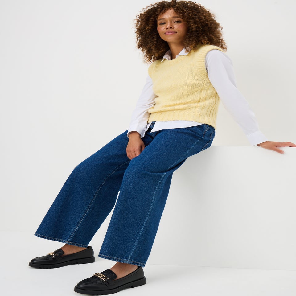 Yellow Knitted Crew Neck Vest