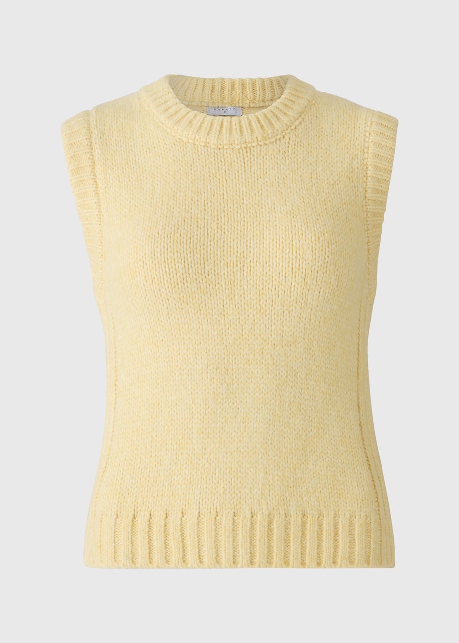 Yellow Knitted Crew Neck Vest
