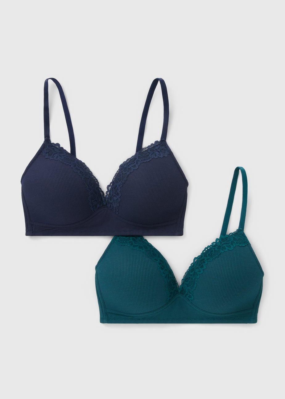 2 Pack Navy & Teal Lace Bralettes