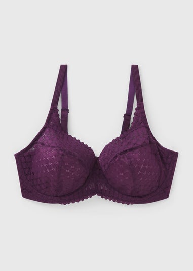 DD+ Plum Lace Stretch Bra