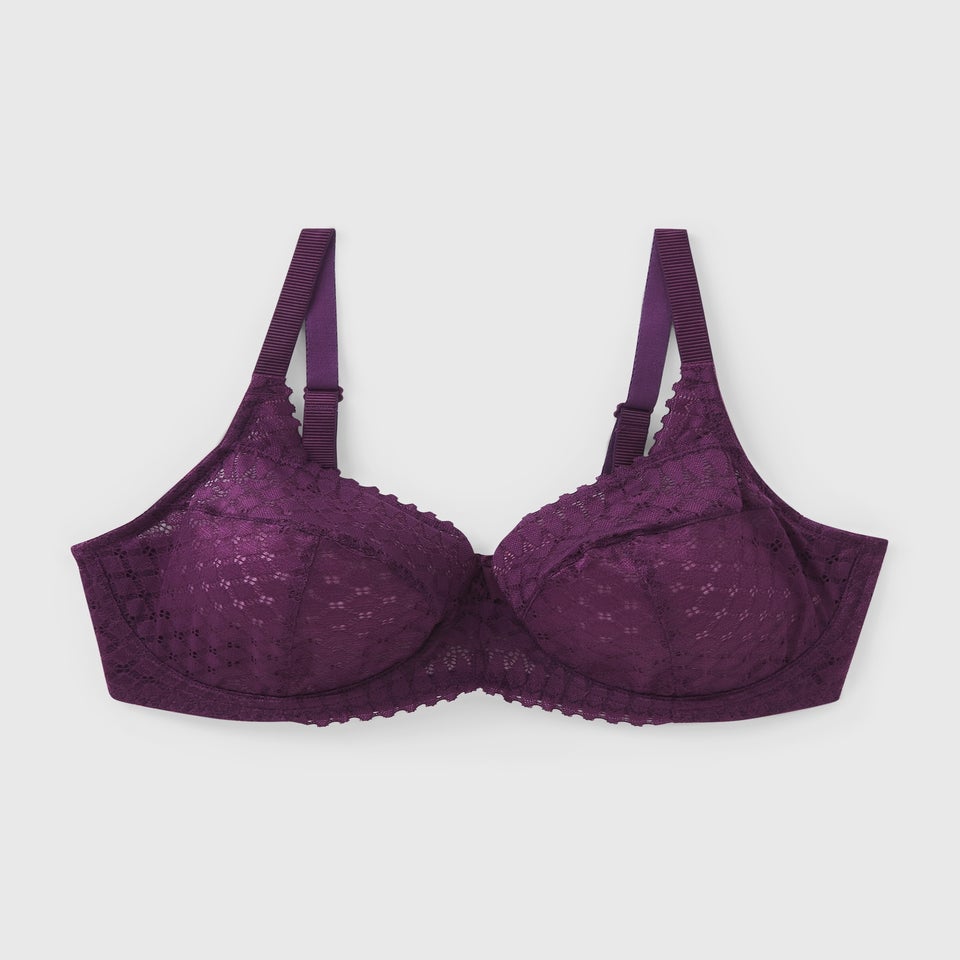 DD+ Plum Lace Stretch Bra