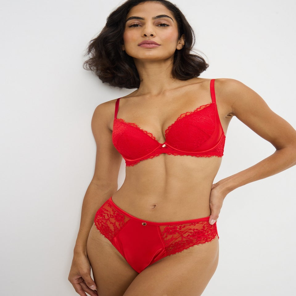 Red Satin Co Ord High Leg Knickers