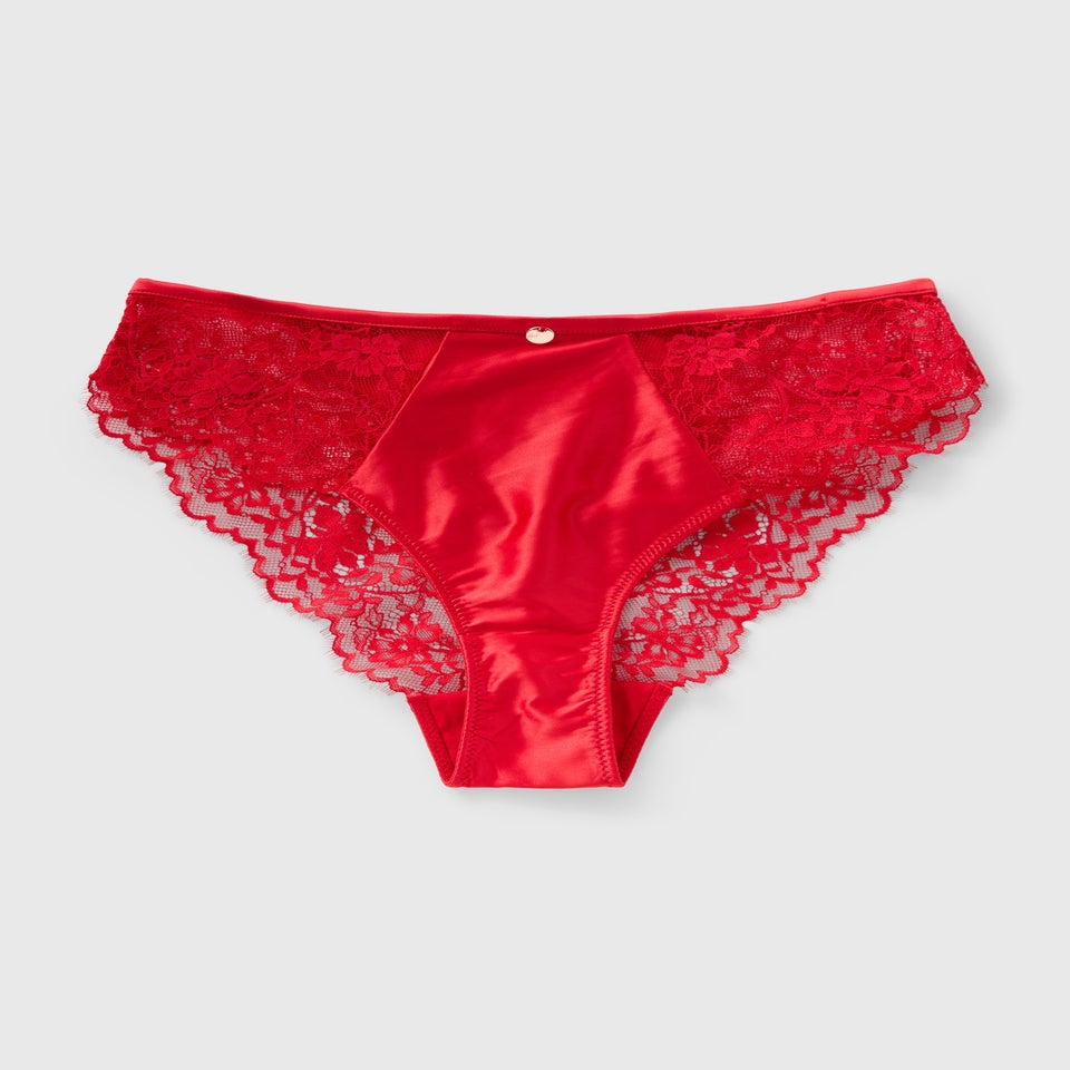 Red Satin Co Ord High Leg Knickers