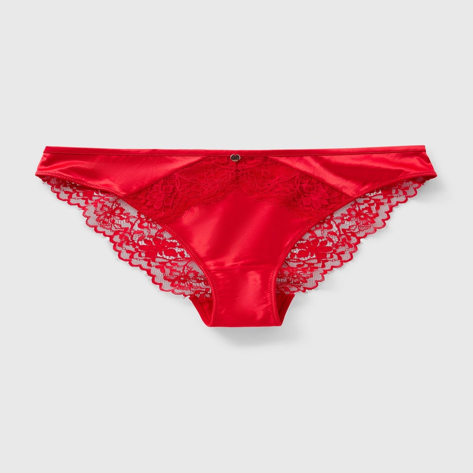 Red Satin Co Ord Brazilian Knickers