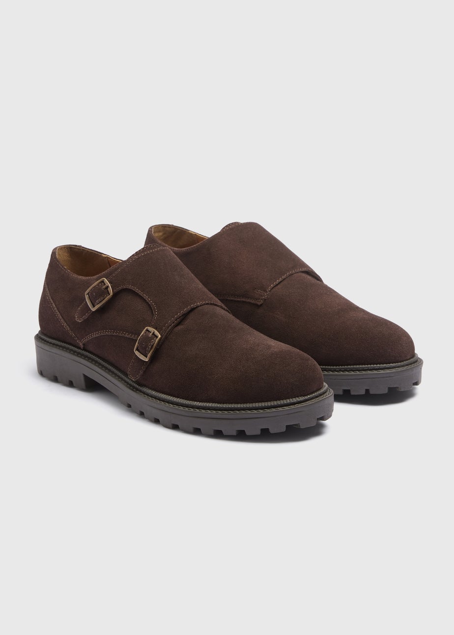 Brown Chunky Suede Monk Shoes