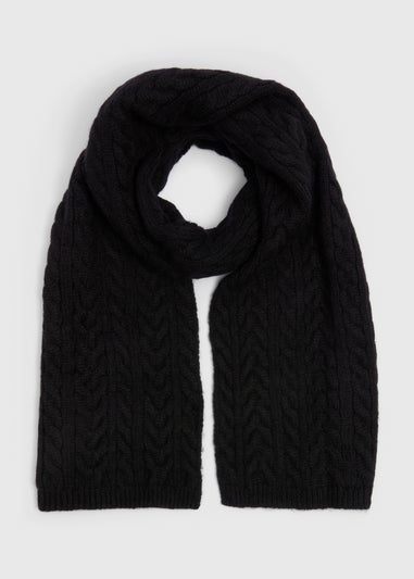 Black Cable Knit Scarf