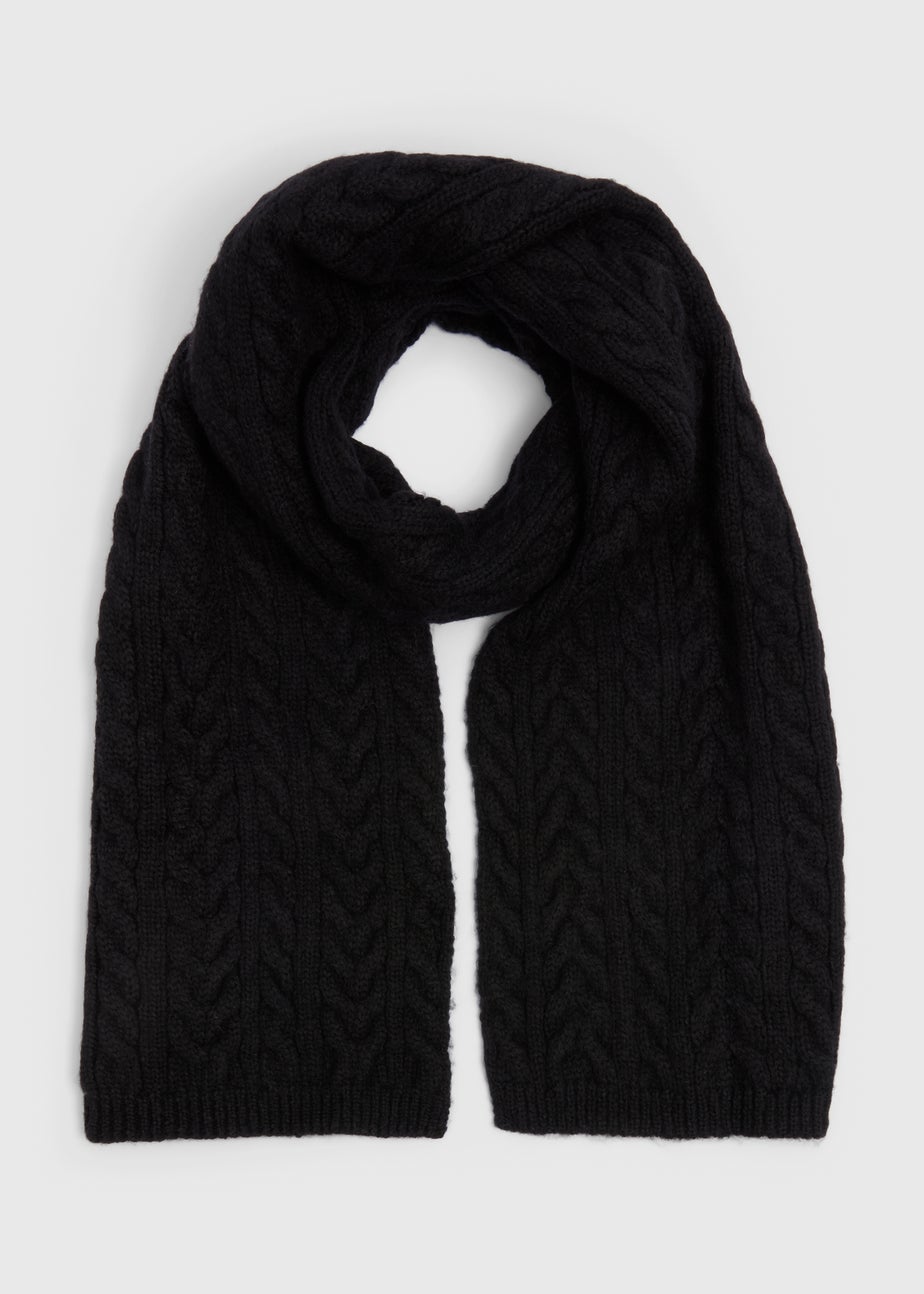 Black Cable Knit Scarf