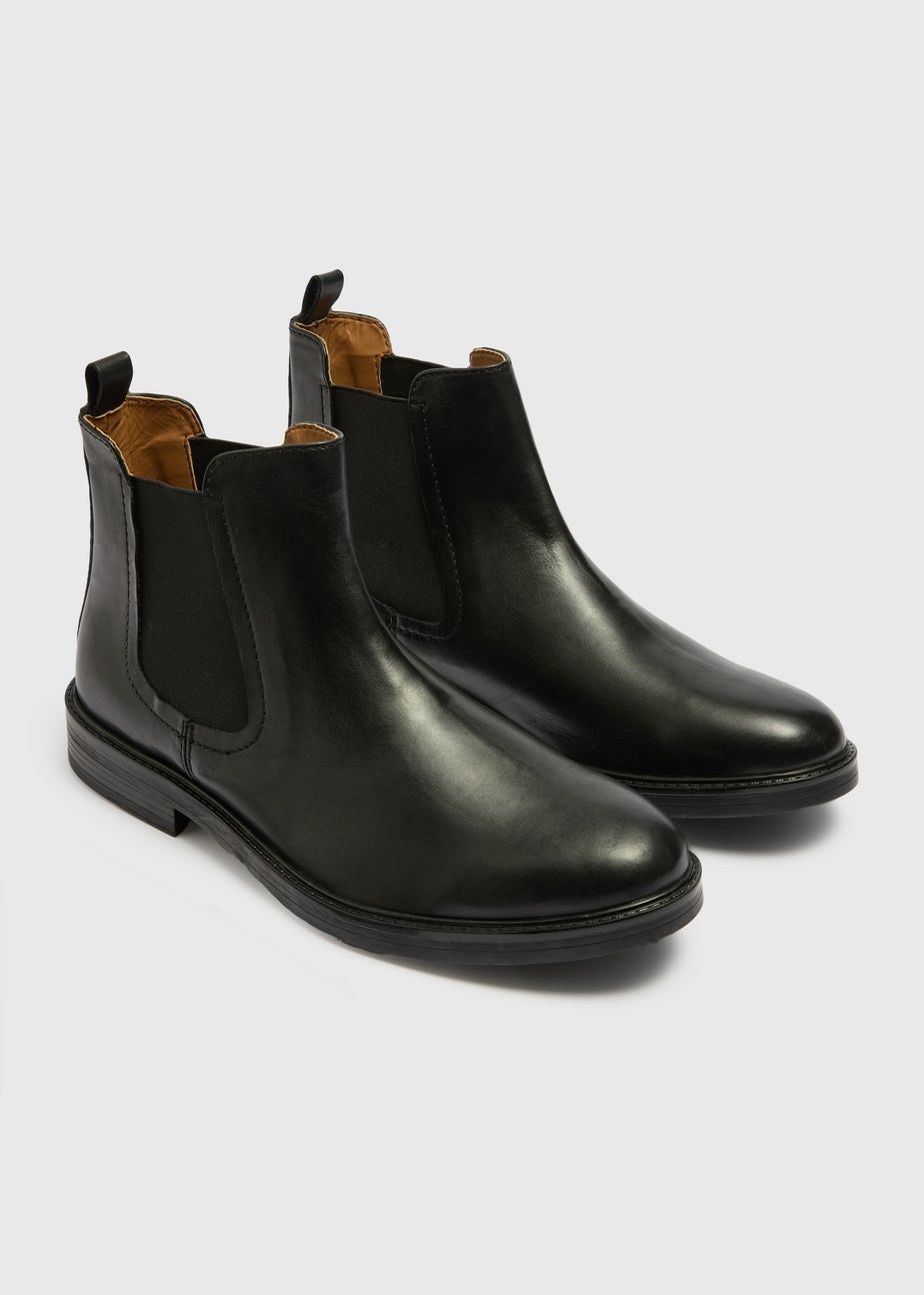 Black Leather Chelsea Boots