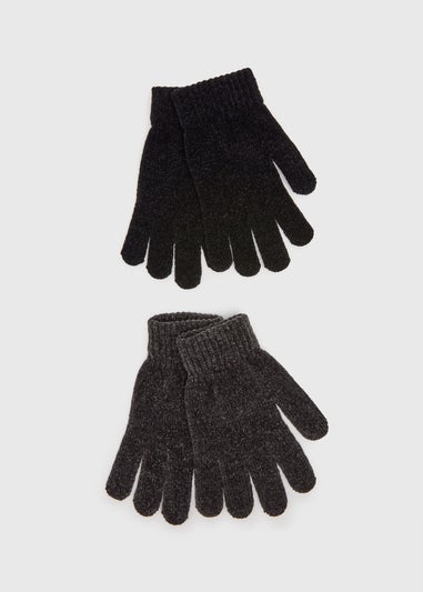 2 Pack Black Chenille Gloves