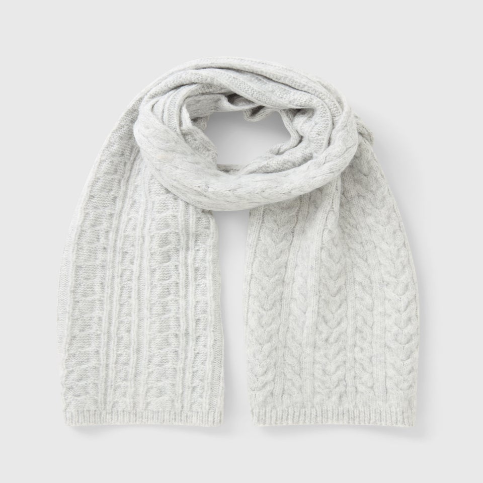 Grey Cable Scarf