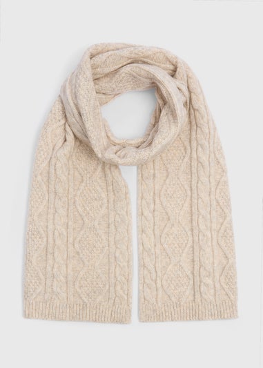 Oatmeal Cable Knit Scarf