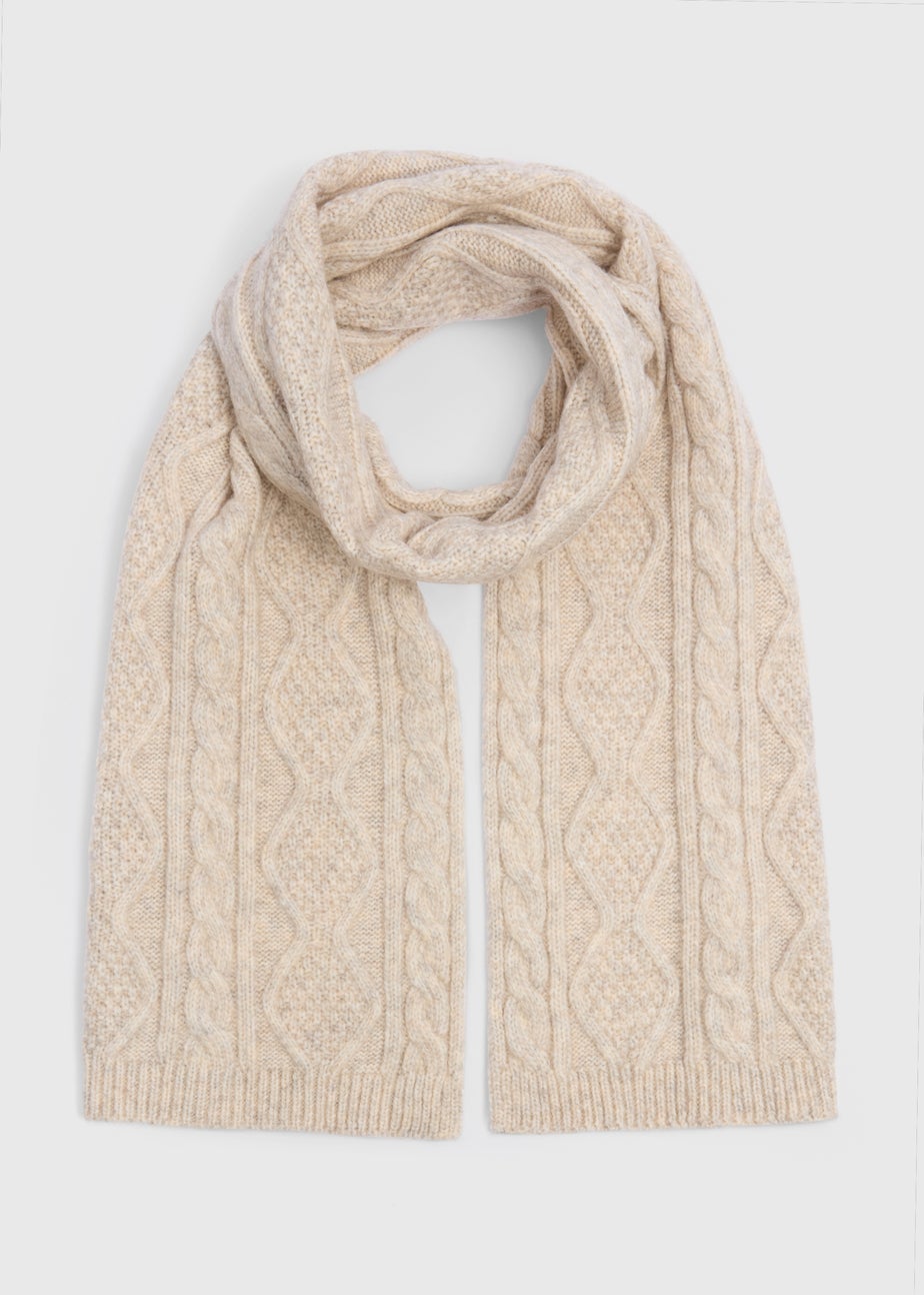 Oatmeal Cable Knit Scarf