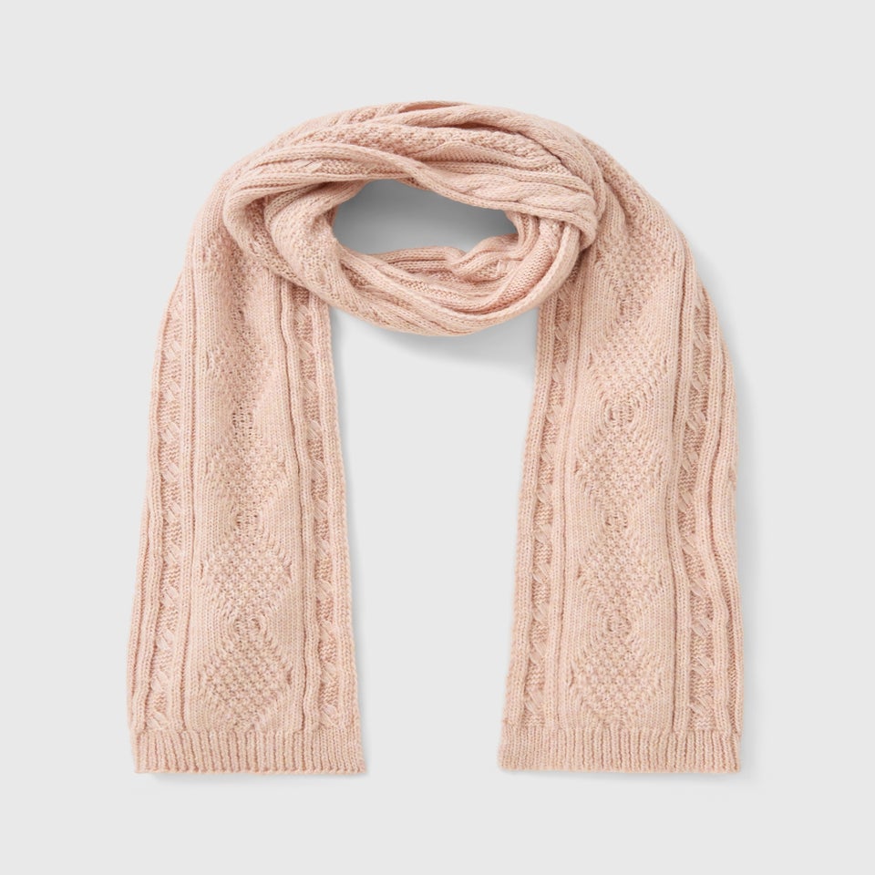 Pink Cable Knit Scarf