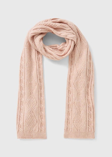 Pink Cable Knit Scarf