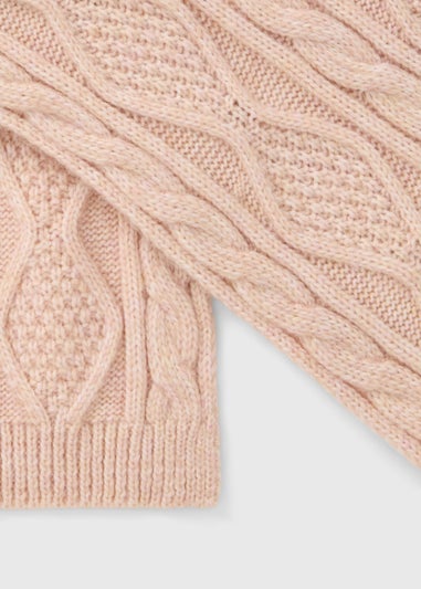 Pink Cable Knit Scarf