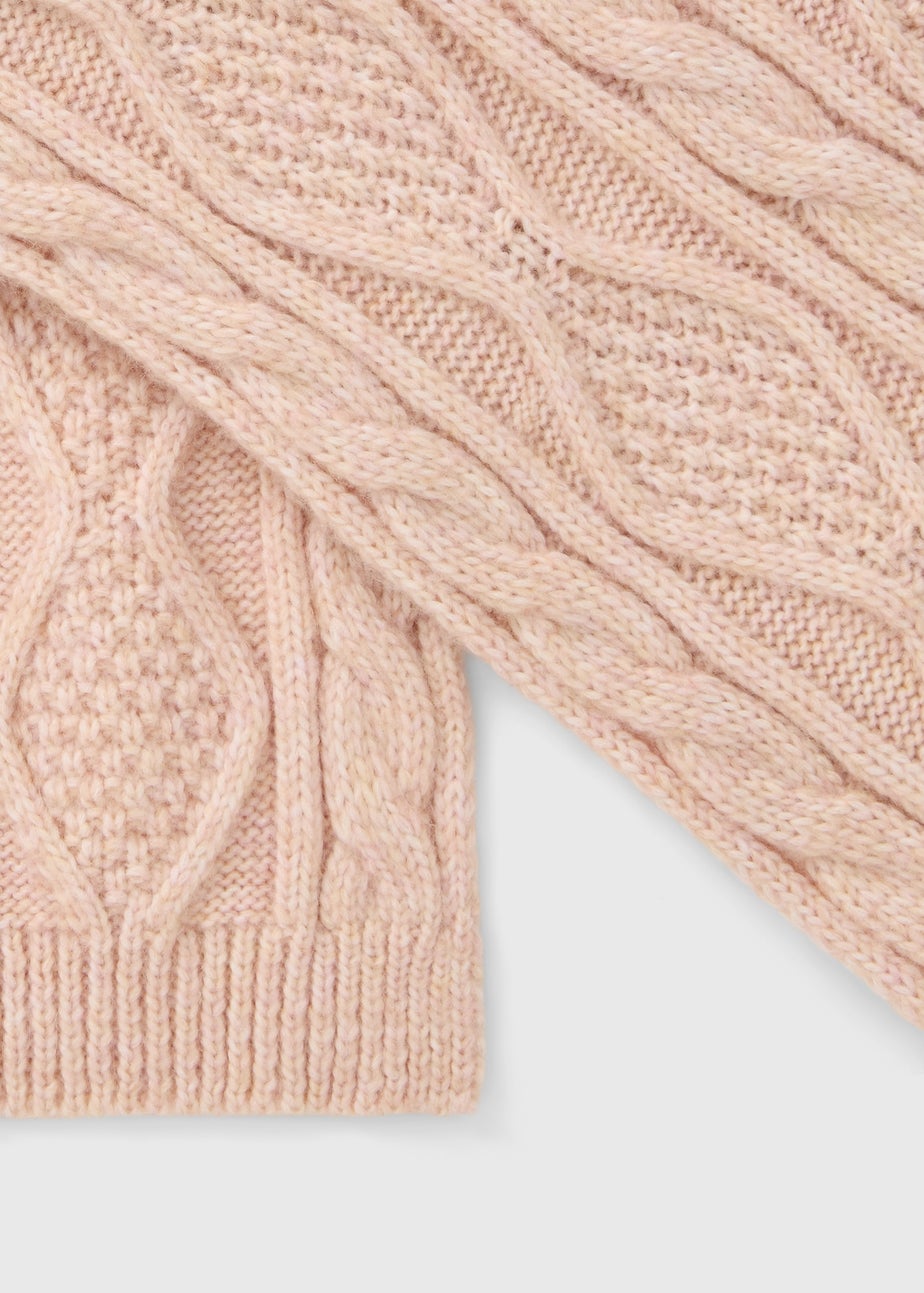 Pink Cable Knit Scarf