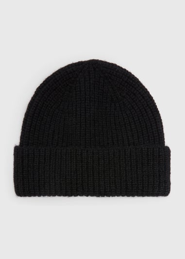 Black Ribbed Beanie