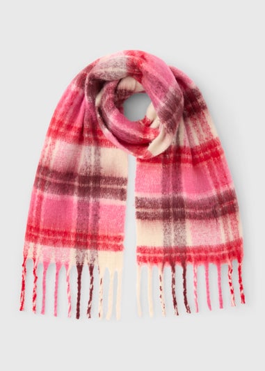 Pink Brushed Check Scarf