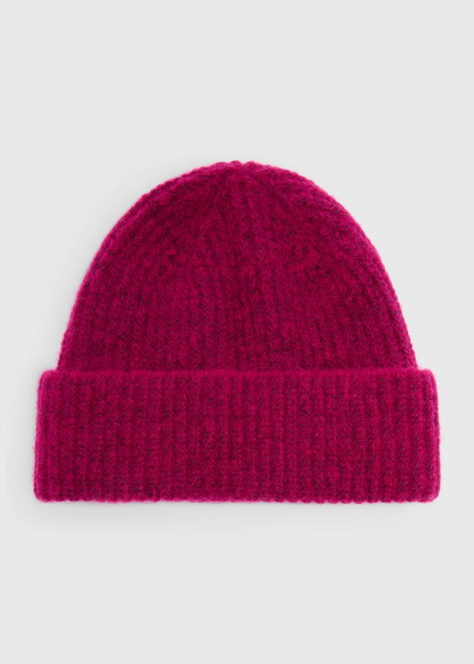 Raspberry Pink Ribbed Beanie