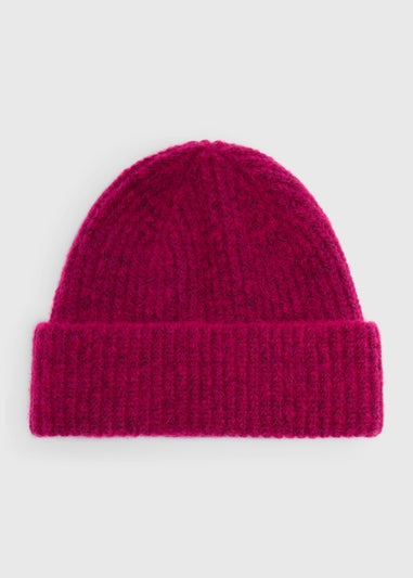 Raspberry Pink Ribbed Beanie