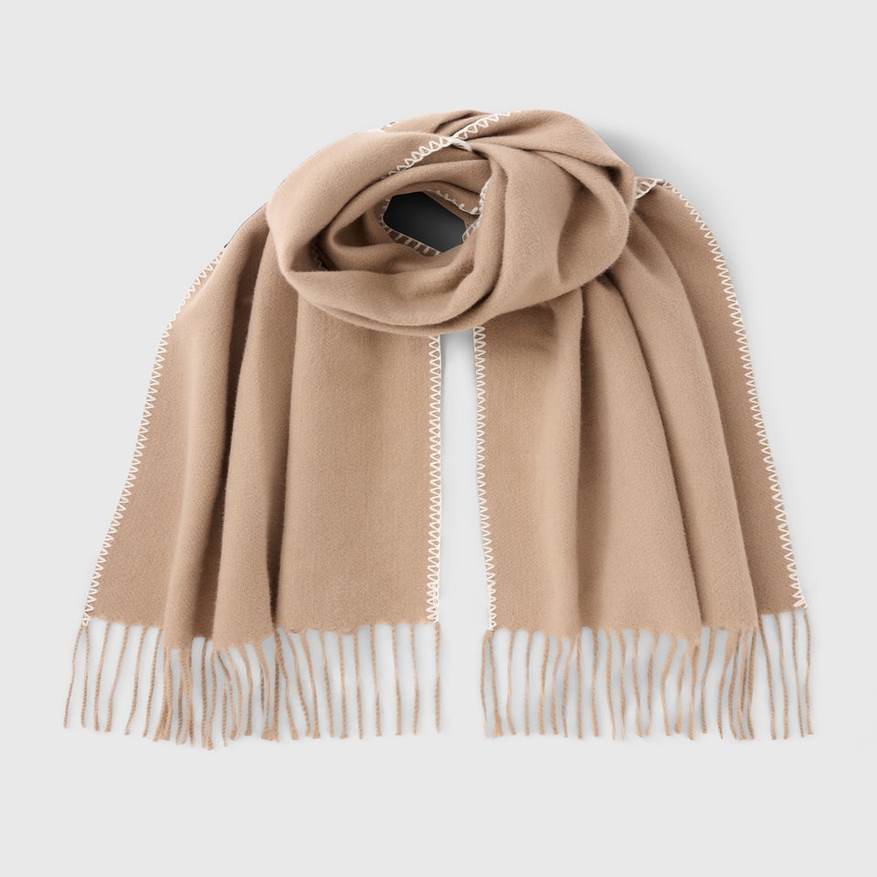Tan Whipstitch Mid Length Scarf