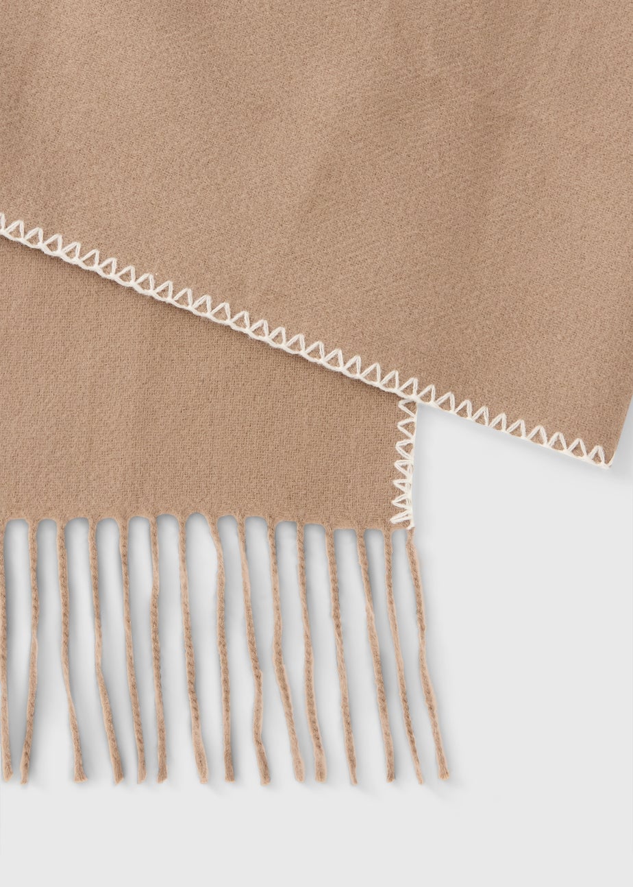Tan Whipstitch Mid Length Scarf