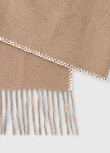 Tan Whipstitch Mid Length Scarf