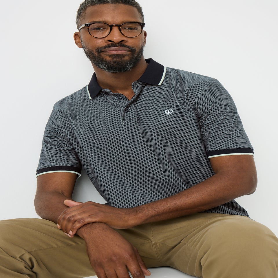 Lincoln Navy Textured Smart Polo Shirt