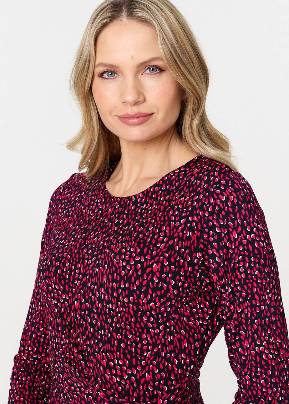 Izabel London Pink Animal Print Knot Short Dress