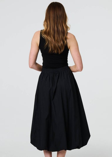 Izabel London Black High Waist Elasticated Midi Bubble Skirt
