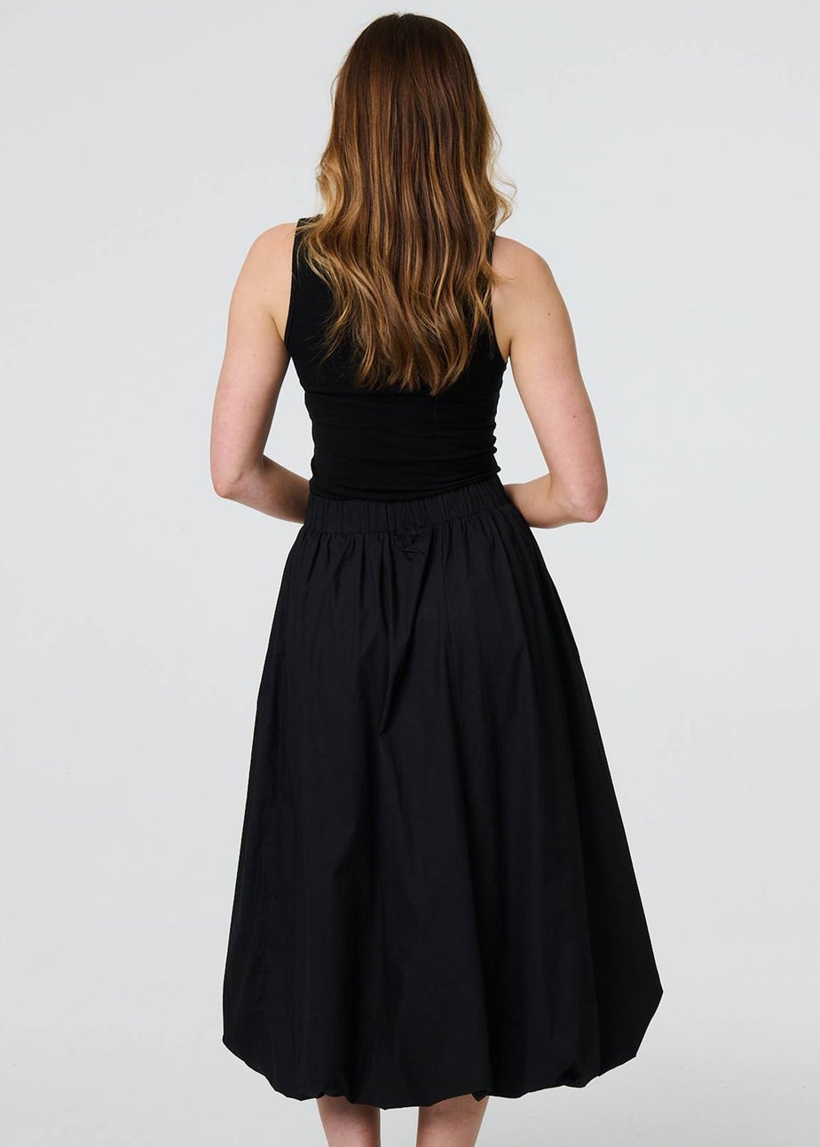 Izabel London Black High Waist Elasticated Midi Bubble Skirt