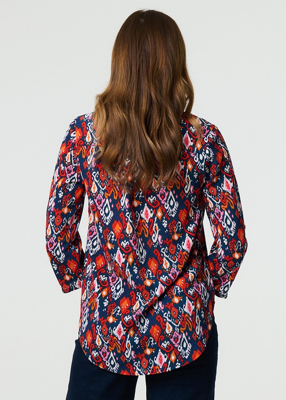 Izabel London Navy Printed Relaxed Blouse Top