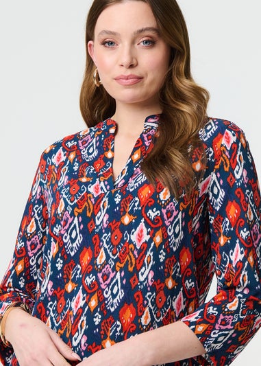Izabel London Navy Printed Relaxed Blouse Top