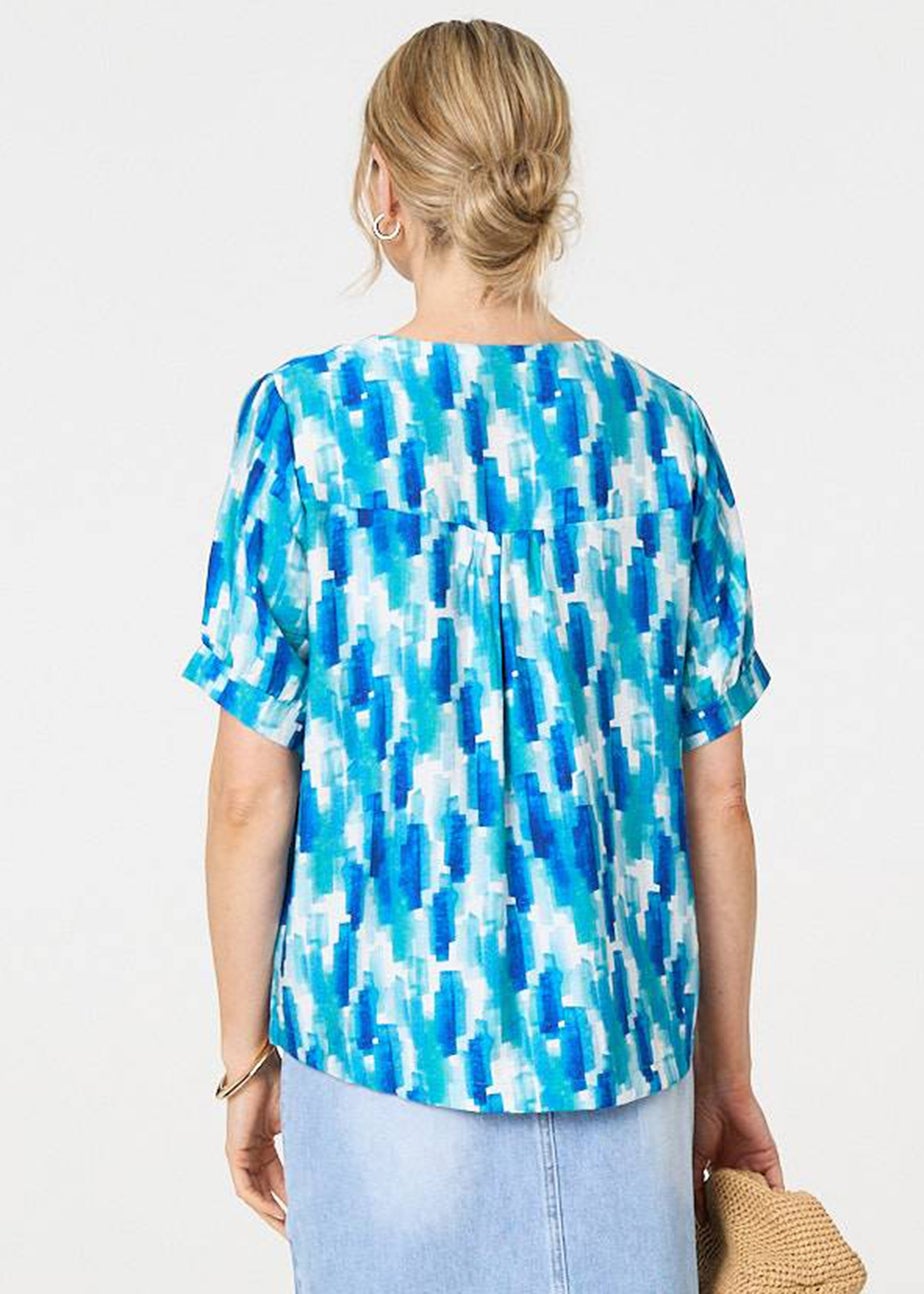 Izabel London Blue Printed Blouse